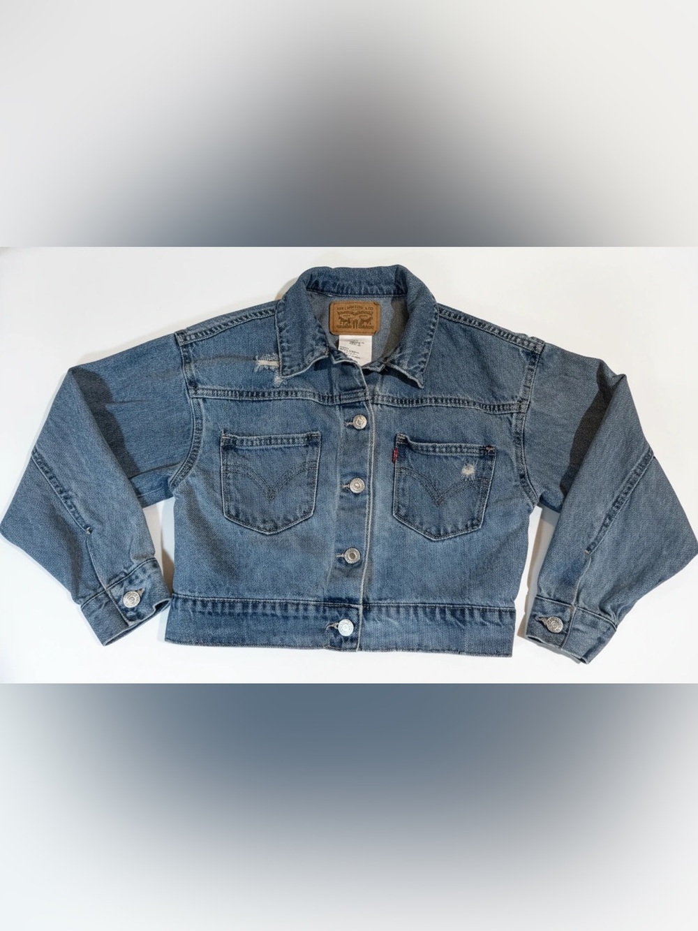 Levi's Girl’s Blue, Denim, Cropped Trucker Jacket. Size 10-12 Years.